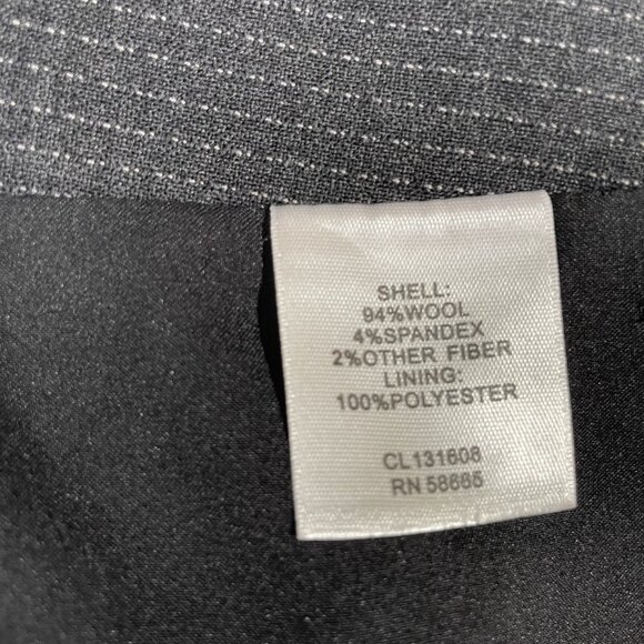 Classiques Wool Stretch Tulip Hem Skirt Size 12 Black Charcoal Pinstripe - Picture 12 of 13